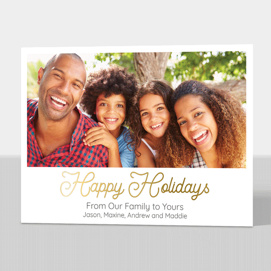 Foil Happy Holidays Flat Photo Cards